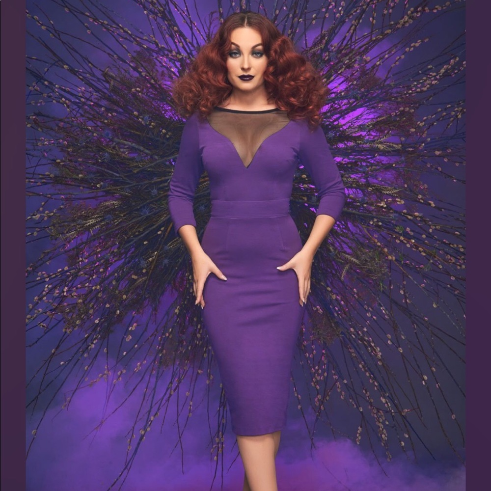 Elvira Dress in Purple Ponte PINUP GIRL CLOTHING